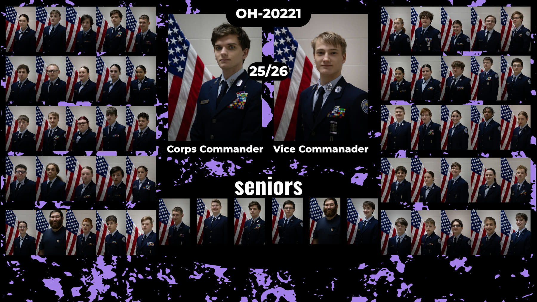 The cadets of OH-20221 AFJROTC assembled in uniform for a unit photograph.